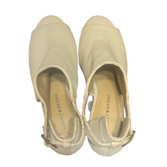 Lucky Brand LP Barimo Open Toe Leather Bootie Size 9.5 Beige - Picture 7 of 11